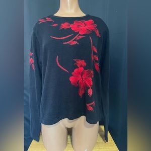 Red Foral Sweater
